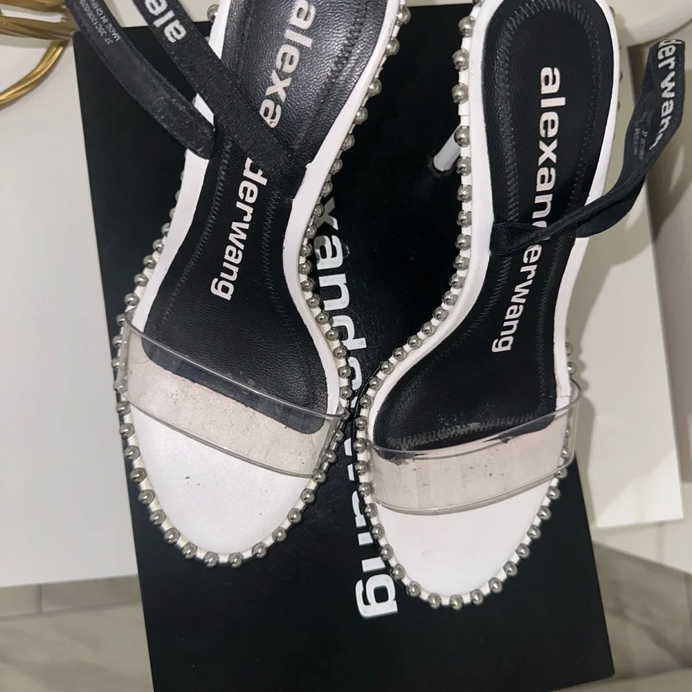 Alexander Wang White and Silver Studded Heels - Picture 3 of 4